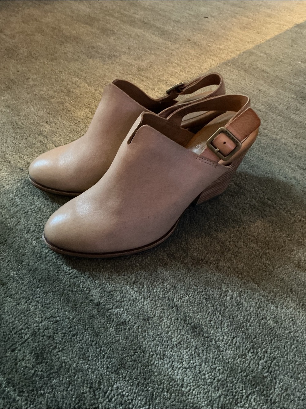Kork-Ease Tan Leather Slingback Heeled Mules